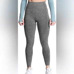 High-waisted, squat-proof leggings. Charcoal dark grey/black. Size medium.